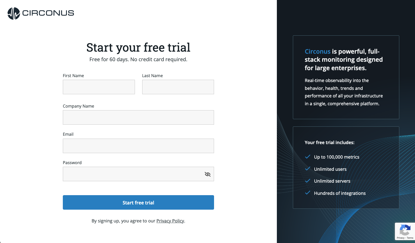 Circonus Free Trial Signup